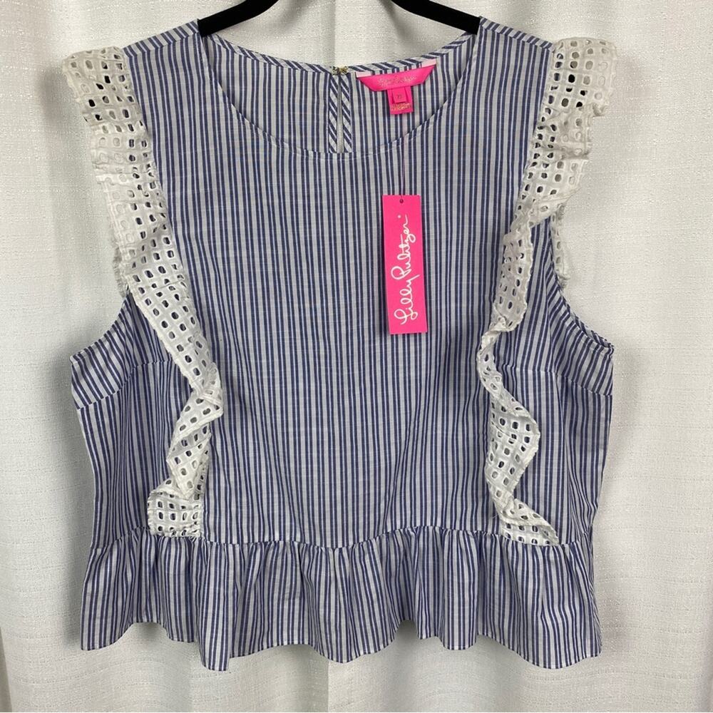 Lilly Pulitzer Blue Thistle Ellis Top Sz.XL NWT - Picture 4 of 12